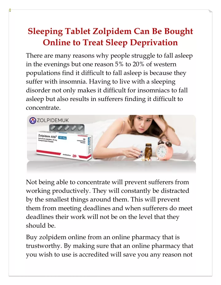 sleeping tablet zolpidem can be bought online