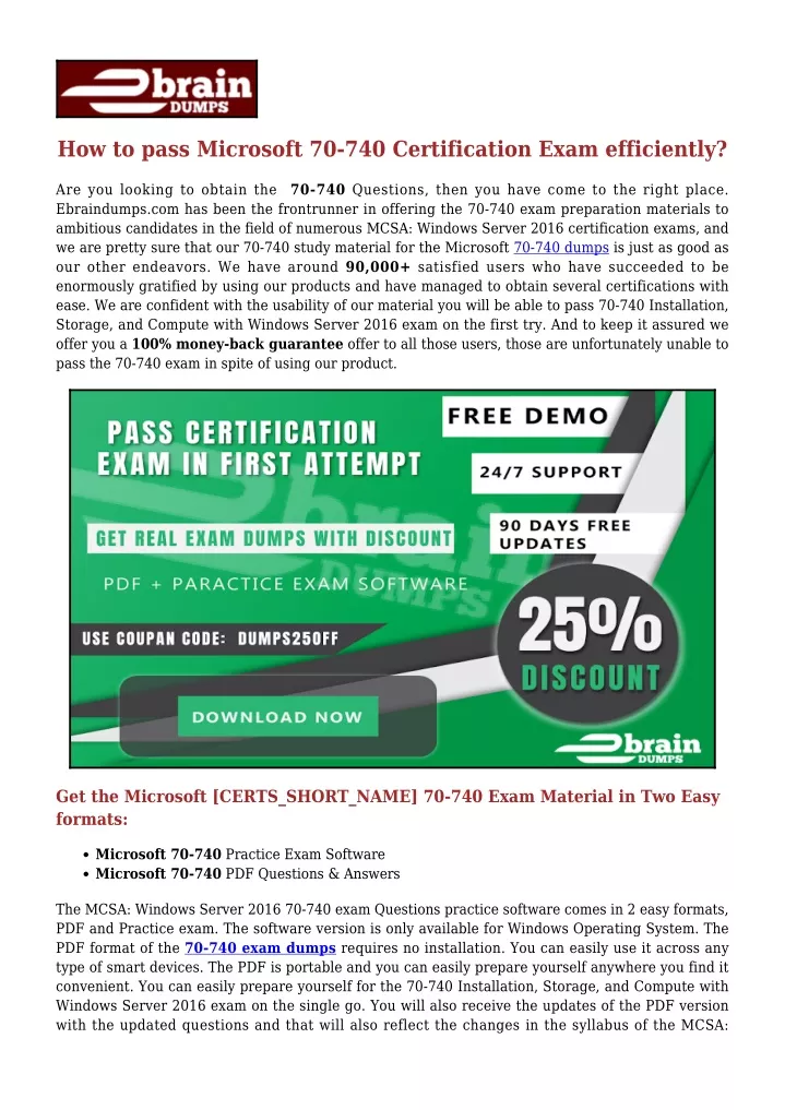 how to pass microsoft 70 740 certification exam