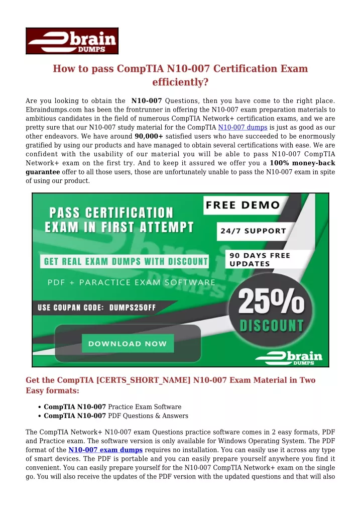 how to pass comptia n10 007 certification exam