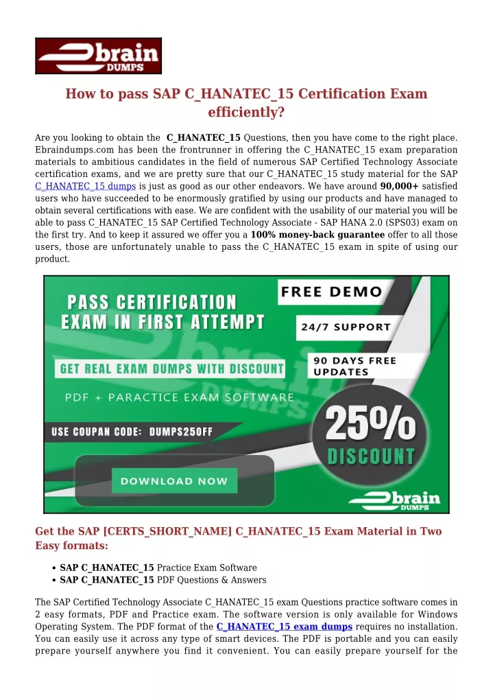 how to pass sap c hanatec 15 certification exam
