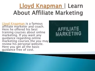 Lloyd Knapman | Best Affiliate Marketing