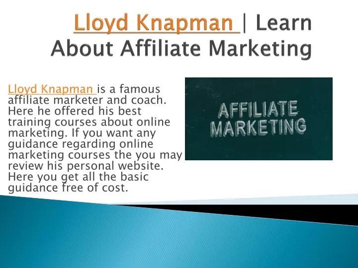lloyd knapman learn about affiliate marketing