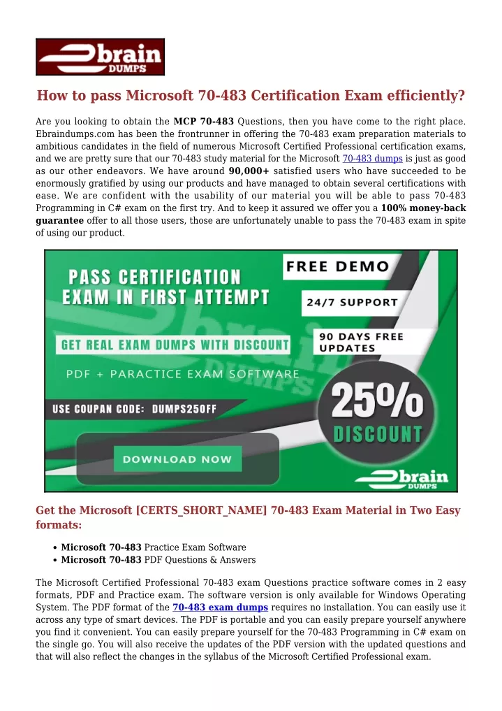 how to pass microsoft 70 483 certification exam
