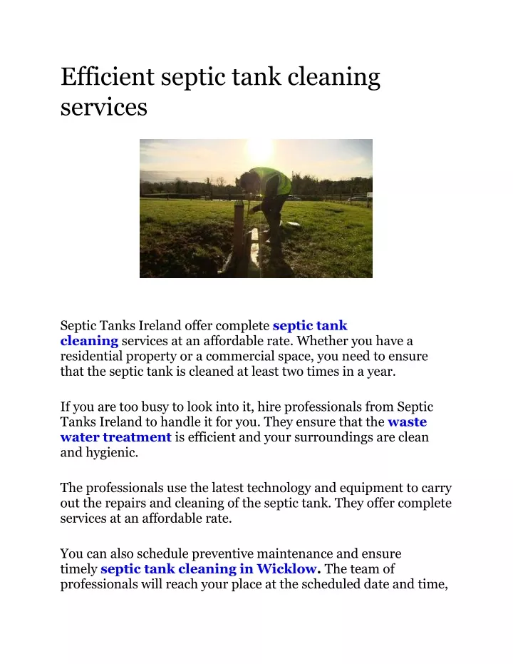 efficient septic tank cleaning services