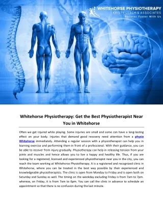 Whitehorse Physiotherapy- Get the Best Physiotherapist Near You in Whitehorse