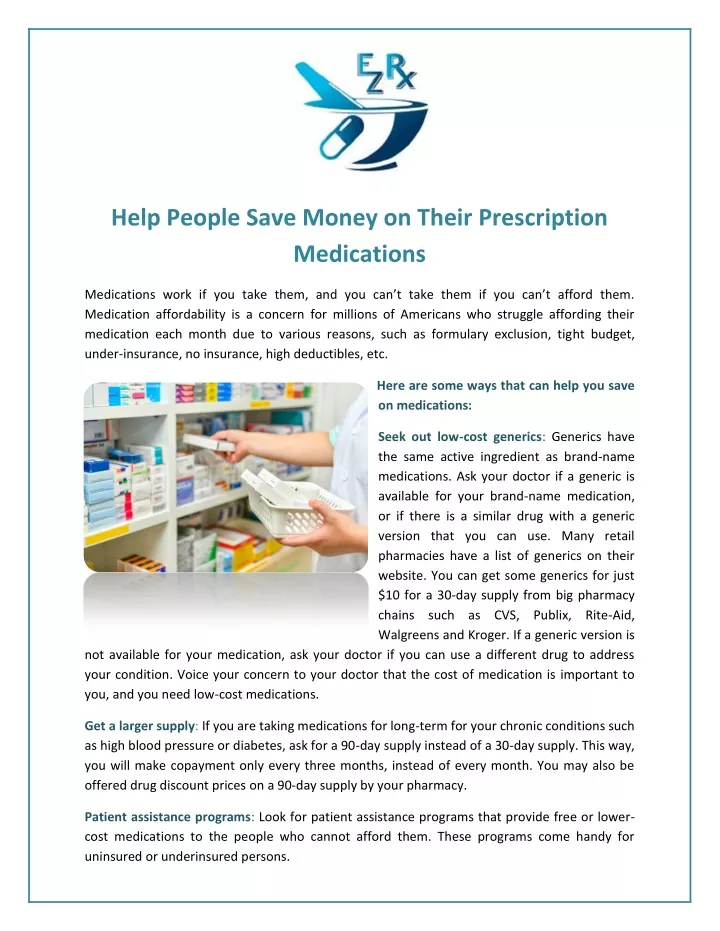help people save money on their prescription