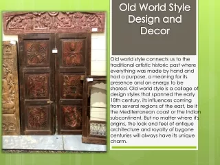 Old World Style Design and Decor