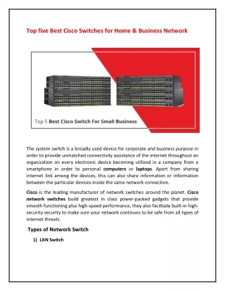 Top five Best Cisco Switches for Home & Business Network