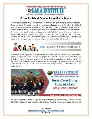 A Key To Bright Future: Competitive Exams