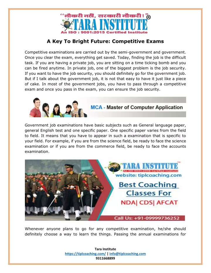 a key to bright future competitive exams