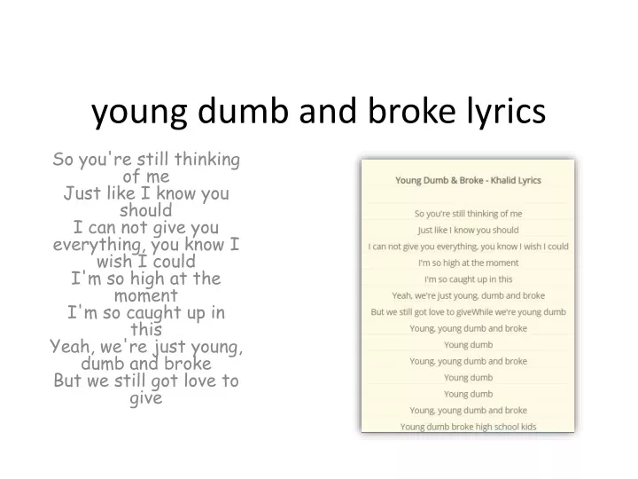 young dumb and broke lyrics