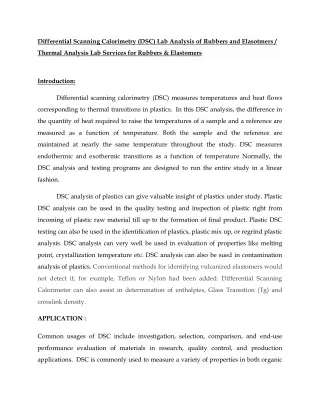 DSC Testing And Analysis Laboratory | FAN SERVICES