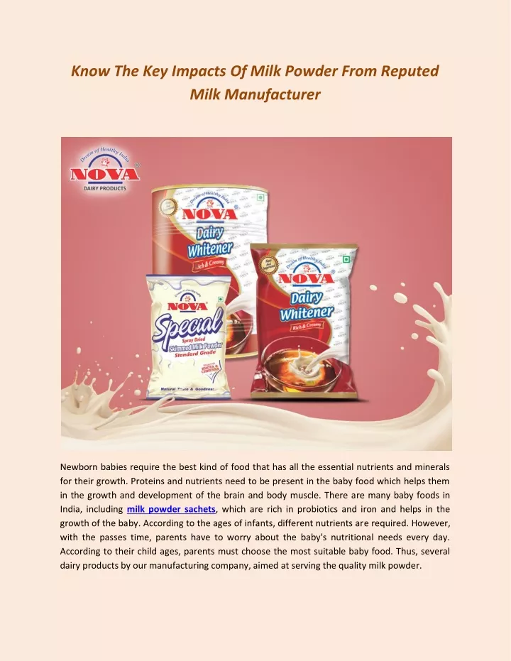 know the key impacts of milk powder from reputed