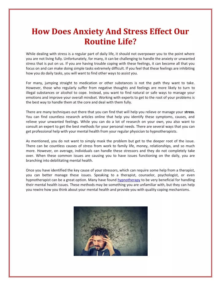 how does anxiety and stress effect our routine