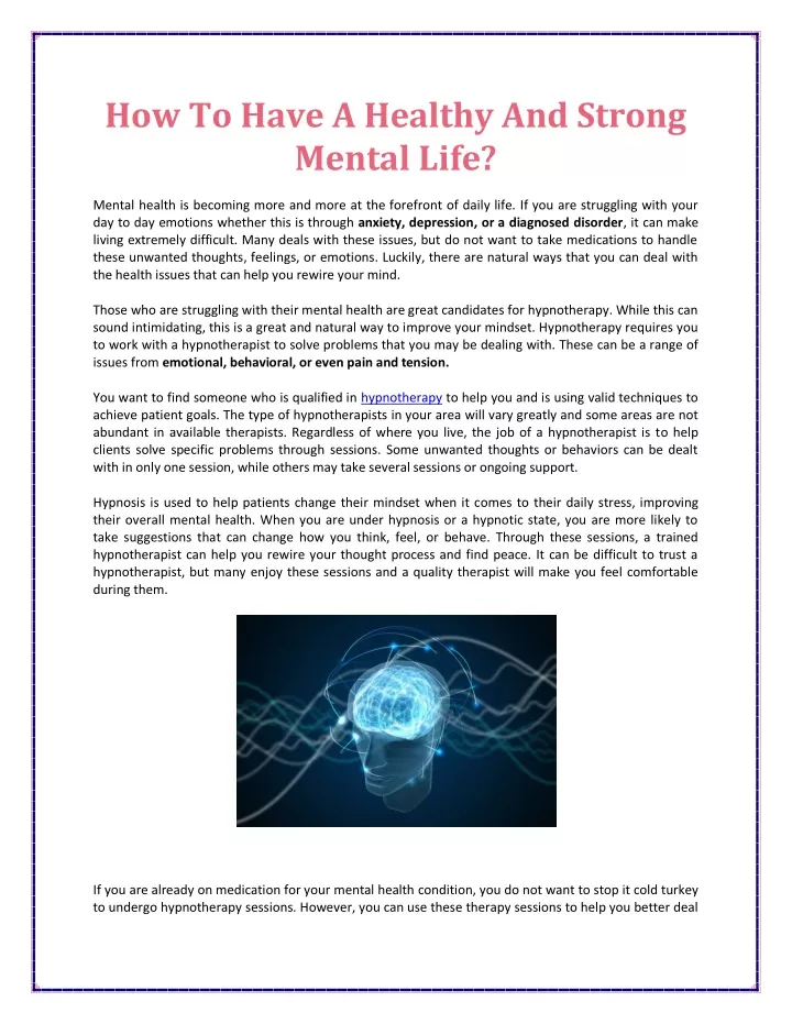 how to have a healthy and strong mental life
