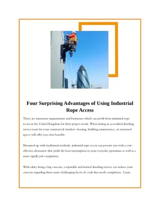 Four Surprising Advantages of Using Industrial Rope Access