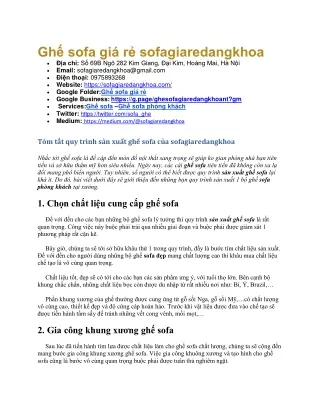 Tóm tắt quy trình sản xuất ghế sofa của sofagiaredangkhoa