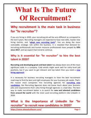 What is the future of recruitment