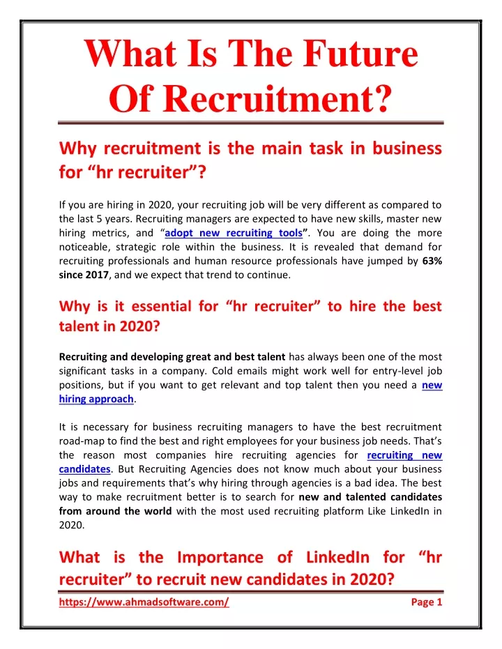 what is the future of recruitment