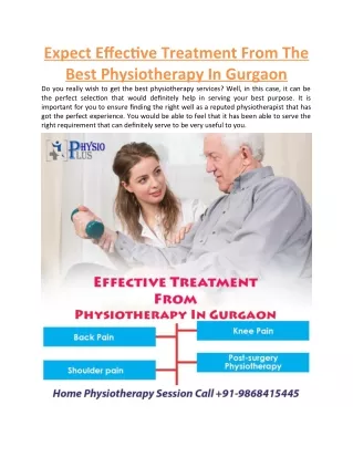Expect Effective Treatment From The Best Physiotherapy In Gurgaon