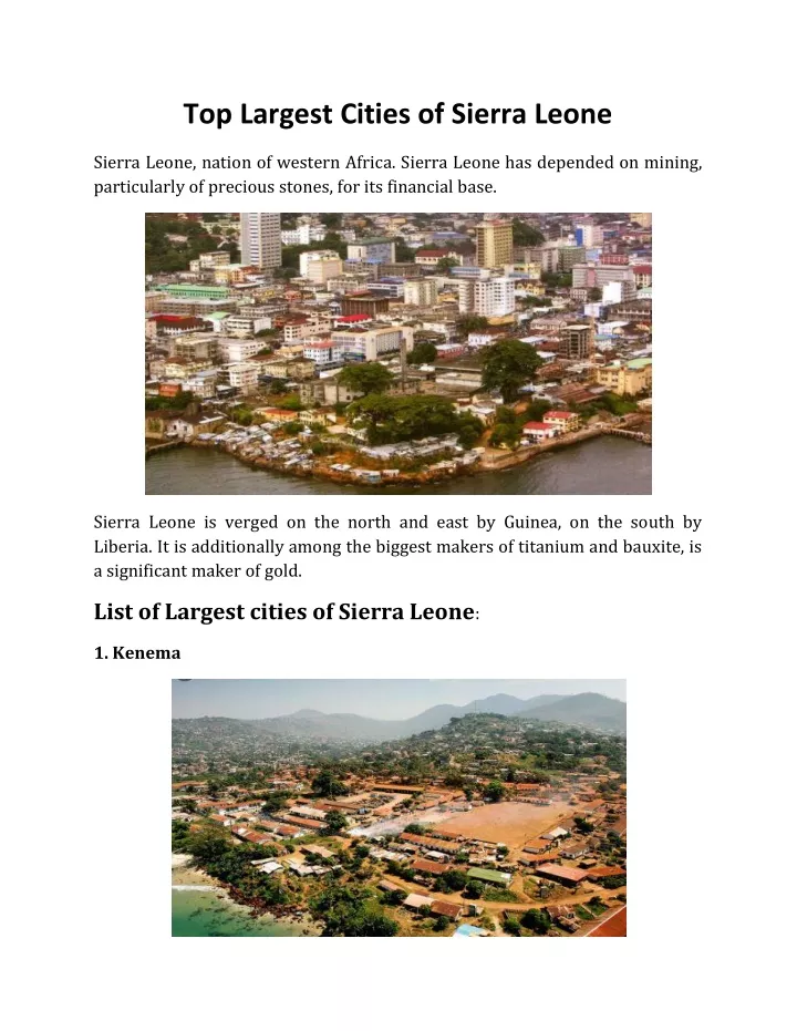 top largest cities of sierra leone
