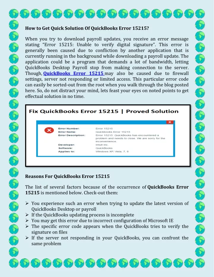 how to get quick solution of quickbooks error