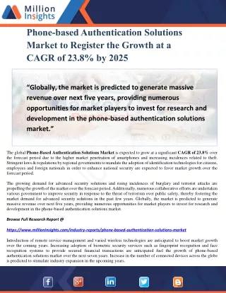 Phone-based Authentication Solutions Market to Register the Growth at a CAGR of 23.8% by 2025