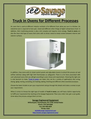 Truck in Ovens for Different Processes