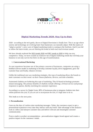 Digital Marketing Trends 2020: Stay Up-to-Date