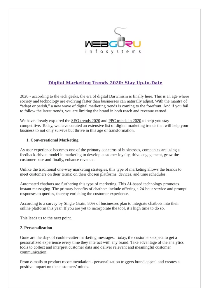 digital marketing trends 2020 stay up to date