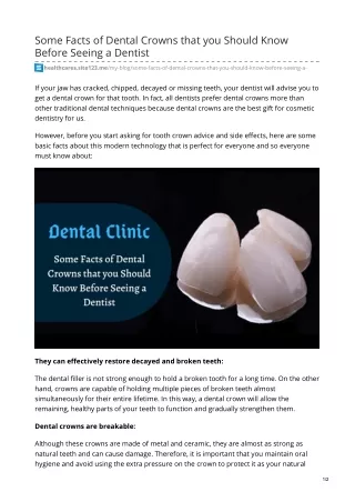 Some Facts of Dental Crowns that you Should Know Before Seeing a Dentist