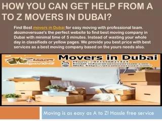 Movers in Dubai, Movers and packers in Dubai | Call 0556821424 to A to Z Movers Dubai