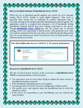 How to Get Quick Solution Of QuickBooks Error 15215?