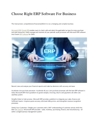 Choose Right ERP Software For Business