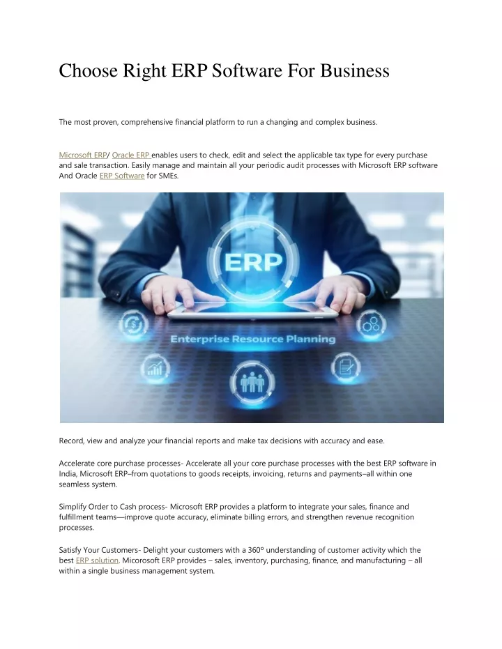 choose right erp software for business