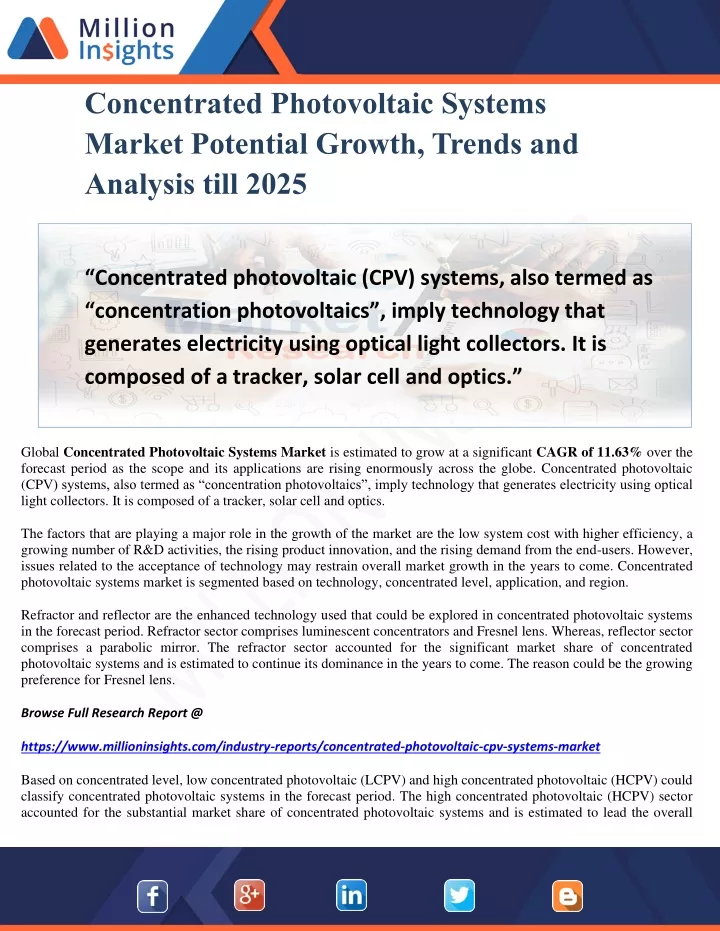 concentrated photovoltaic systems market