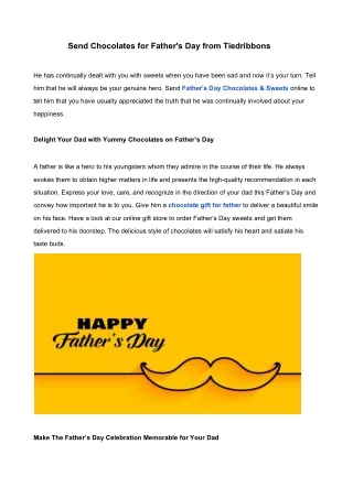 Send Chocolates for Father's Day from Tiedribbons