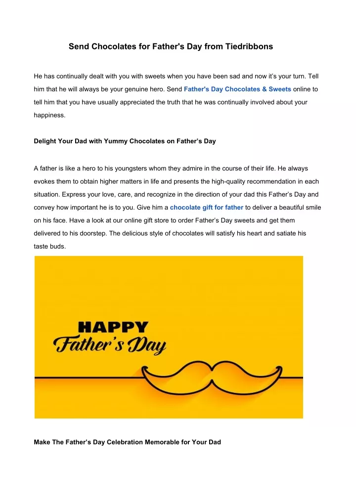 send chocolates for father s day from tiedribbons