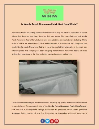 Is Needle Punch Nonwoven Fabric Best from Winiw?