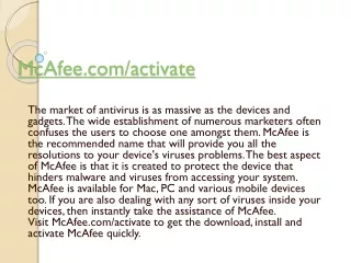 www.Mcafee.com/Activate | Download, Install and Activate Mcafee