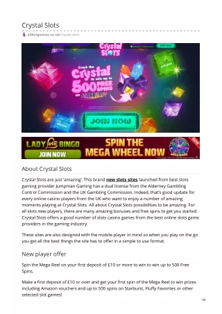 New Slots Site Crystal Slots | Win 500 Free Spins on Starburst!