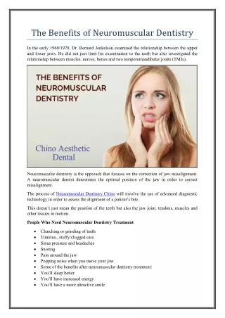 The Benefits of Neuromuscular Dentistry