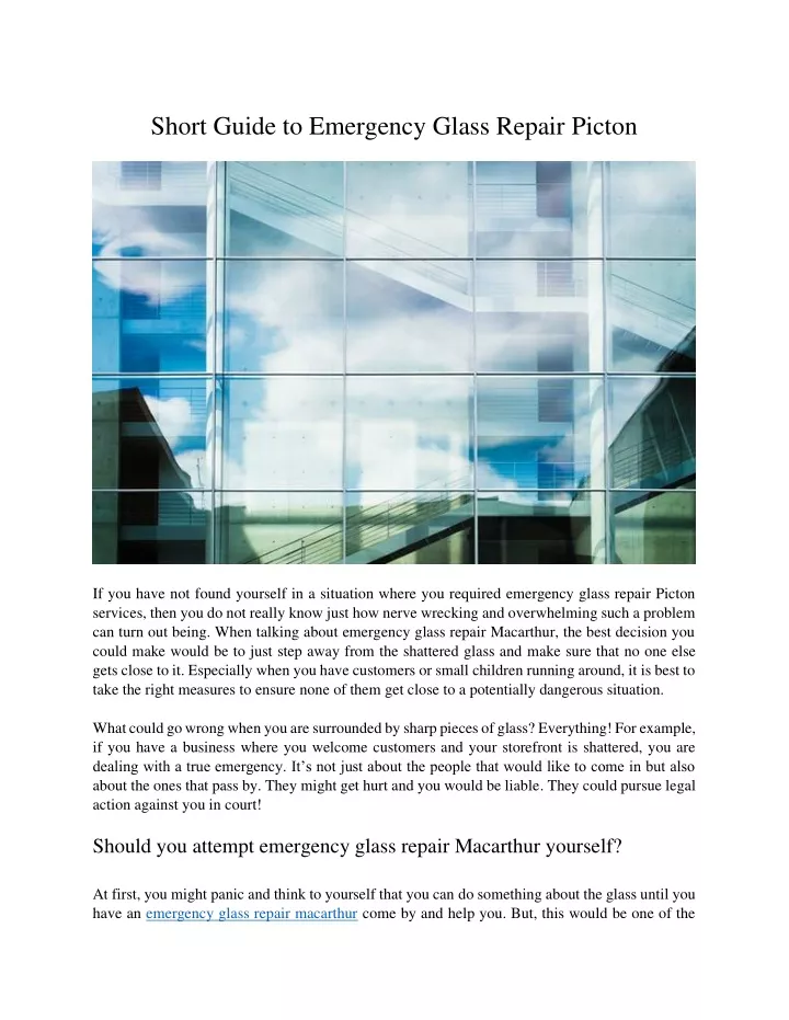 short guide to emergency glass repair picton
