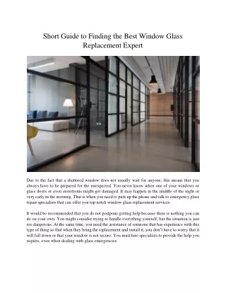 Short Guide to Finding the Best Window Glass Replacement Expert
