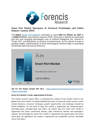 Smart Port Market is estimated to reach USD 8.4 Billion by 2027