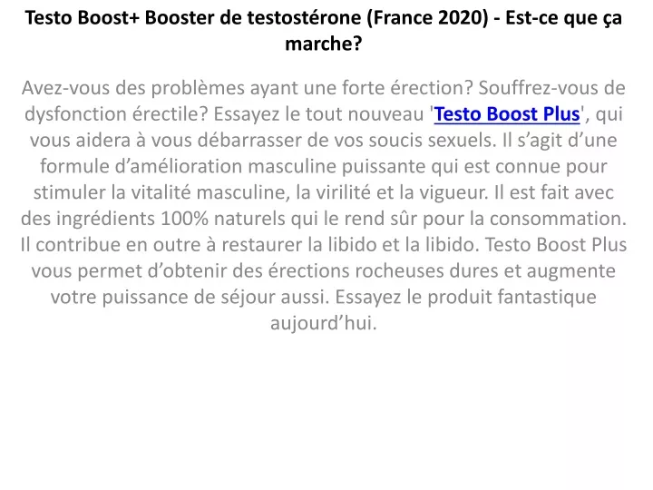 testo boost booster de testost rone france 2020