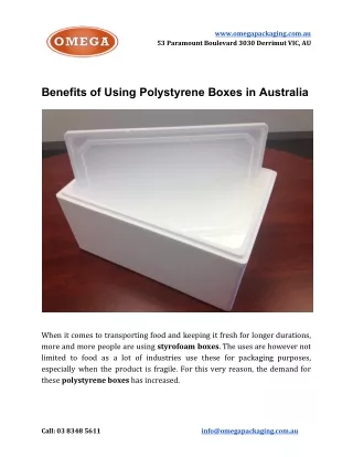 Benefits of Using Polystyrene Boxes in Australia