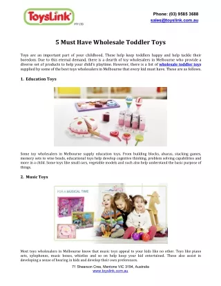 5 Must Have Wholesale Toddler Toys
