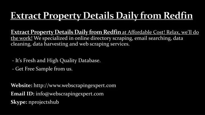 extract property details daily from redfin