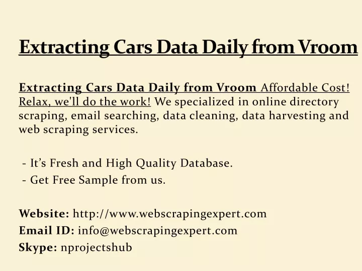 extracting cars data daily from vroom